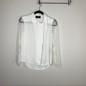 The Kooples White Sheer Side Zip Jacket